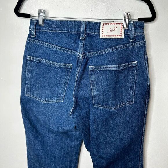 Lisa Says Gah! 100% Cotton Button Fly Cropped Straight Leg Jeans Size 6 - Picture 6 of 13